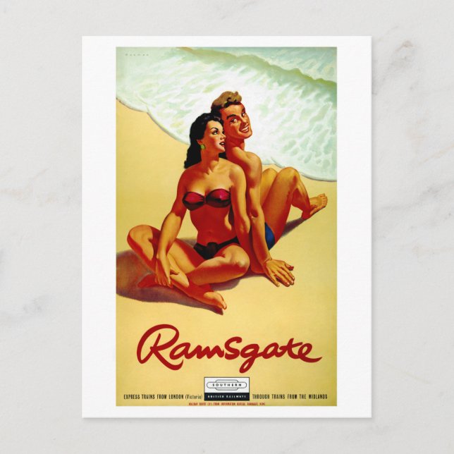 England Vintage Poster Restored Postcard (Front)