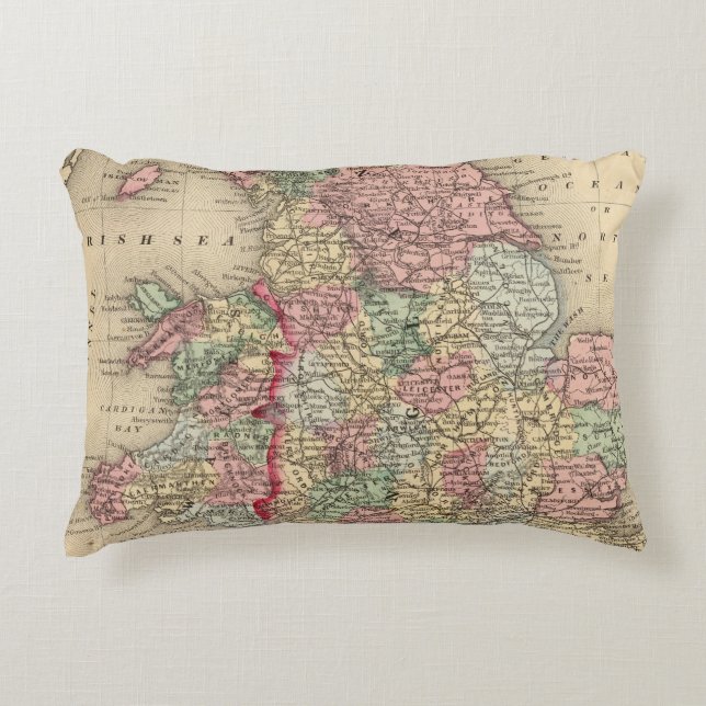 England, Wales Map by Mitchell Decorative Cushion (Front)