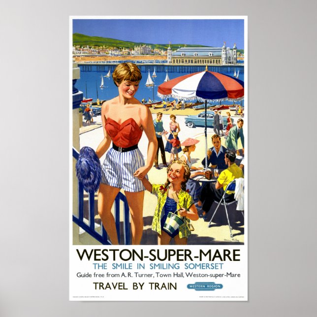 England Weston Super Mare Vintage Travel Poster (Front)