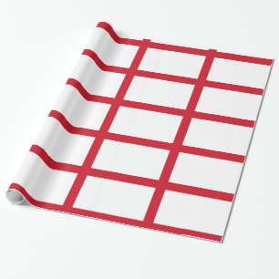 England White with red lines Wrapping Paper