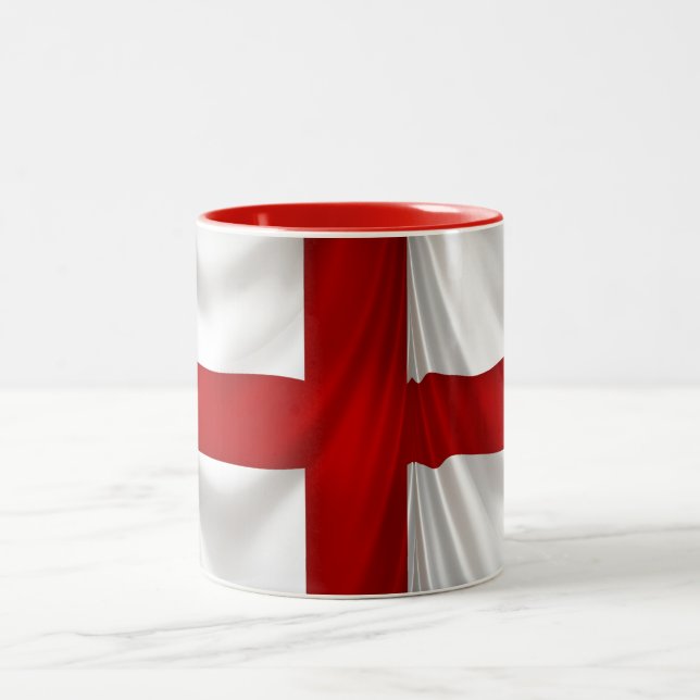 England's St George Cross Patriotic Flag Two-Tone Coffee Mug (Center)