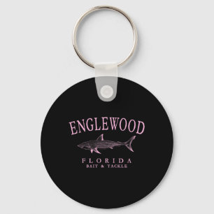 Englewood Florida Shark Retro nk Art Fishing Key Ring