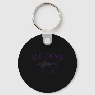 Englewood florida shark vintage plum art fishing key ring