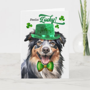 Englis Shepherd Dog Feelin' Lucky St Patrick's Day Holiday Card