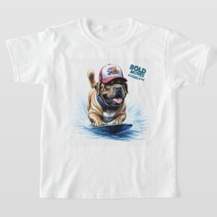 Englische Dogge Mastiff auf Surfbrett T-Shirt
