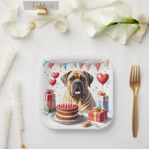 Englische Dogge Mastiff Birthday Paper Plate