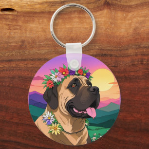 Englische Dogge Mastiff Comic Key Ring
