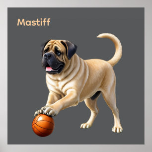 Englische Dogge Mastiff mit Ball Poster