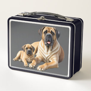 Englische Dogge Mastiff mit Kind Metal Lunch Box