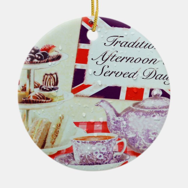 English Afternoon Tea Ceramic Tree Decoration (Front)
