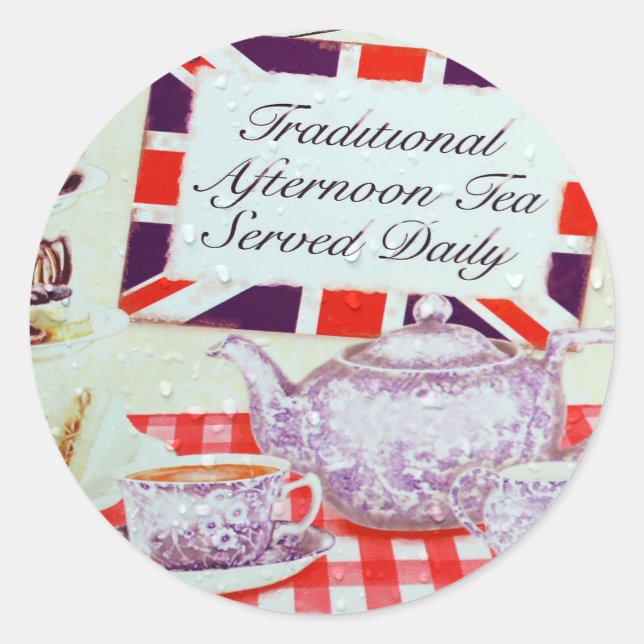English Afternoon Tea Classic Round Sticker (Front)