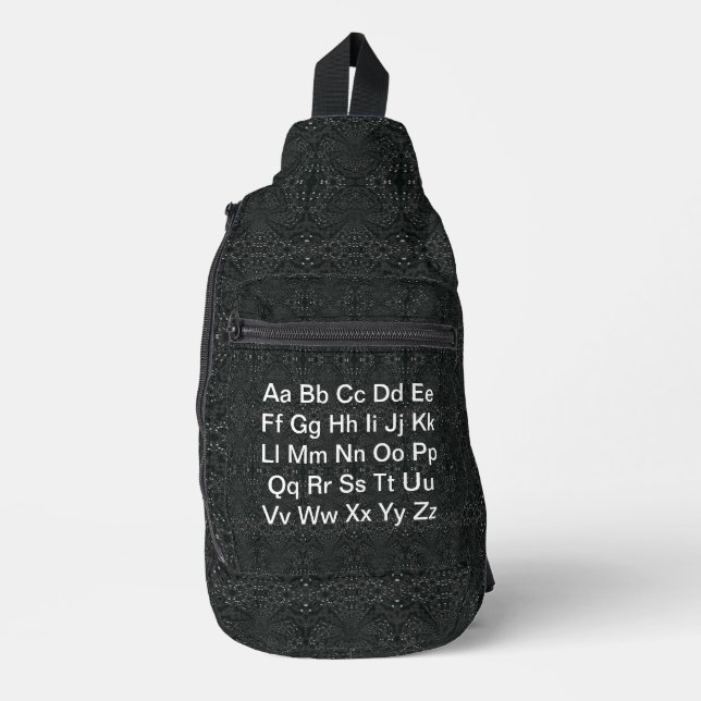 English Alphabet Black  Sling Bag (Front)