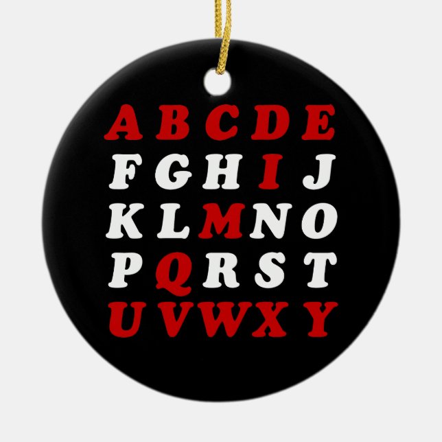 English Alphabet Ceramic Tree Decoration (Front)