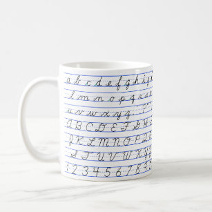 English Alphabet Diagram in Cursive Handwriting Coffee Mug