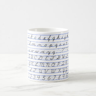 English Alphabet Diagram in Cursive Handwriting Coffee Mug