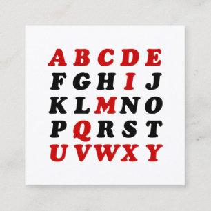 English Alphabet Square Business Card