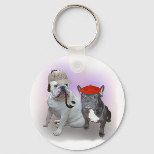 English and French bulldogs Key Ring