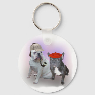 English and French bulldogs Key Ring