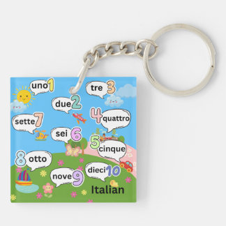 English and Italian Count 1 To 10 Key Ring
