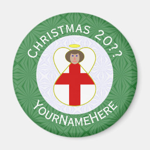 English Angel Christmas Flag Personalised Magnet