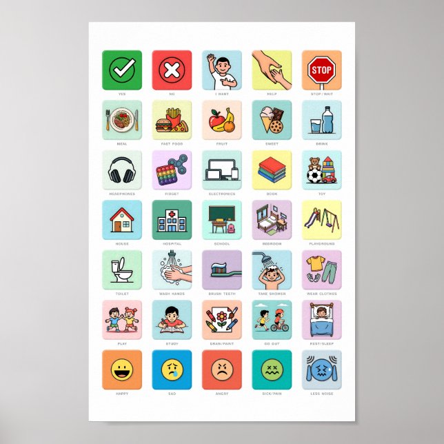 English Autism AAC PECS Pointing Communication 04 Poster (Front)