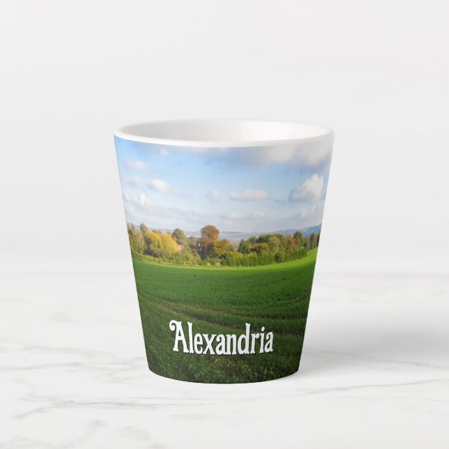 English Autumn Countryside - Small Personalized Latte Mug (Front)