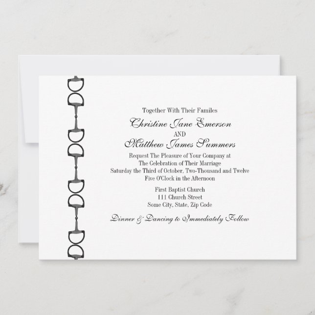 English Bit Equestrian Wedding Invitations (Front)