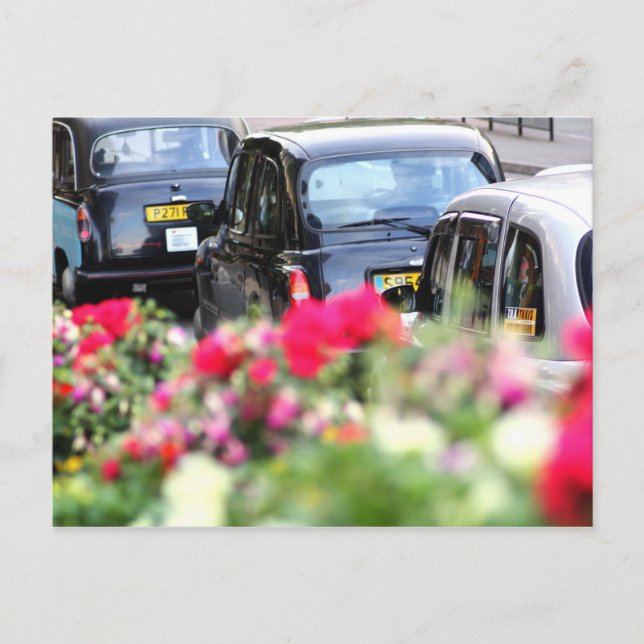English Black Taxi Postcard (Front)
