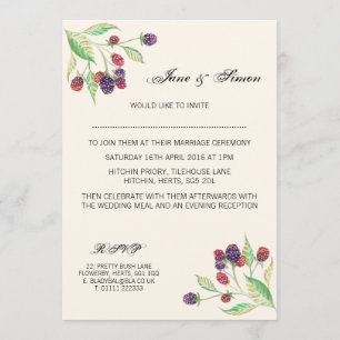 English Blackberries Botanical Wedding Invitation