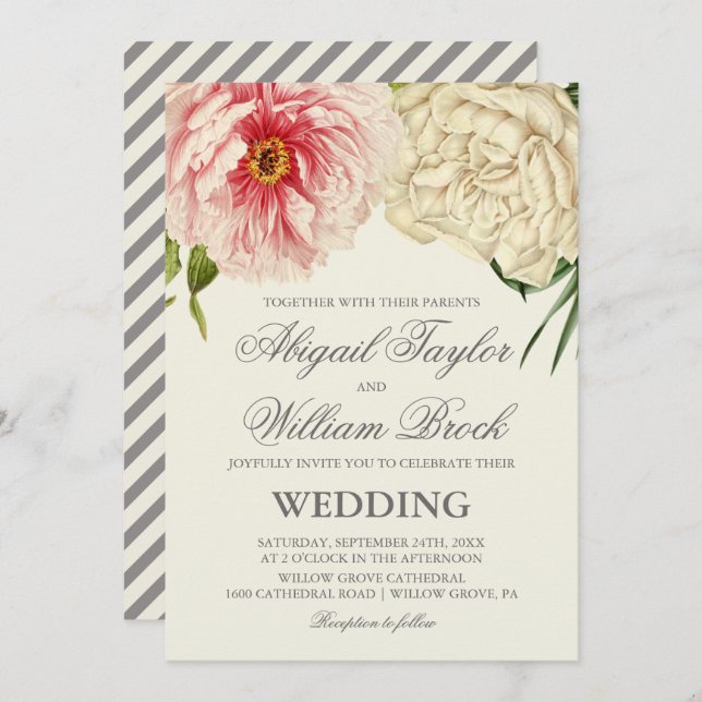English Blooms Wedding Invitation (Front/Back)