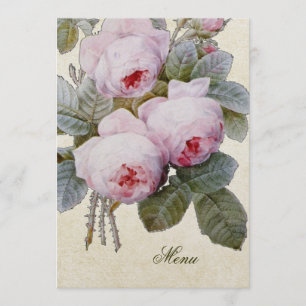 English Bourbon Rose Floral Custom Wedding Menu
