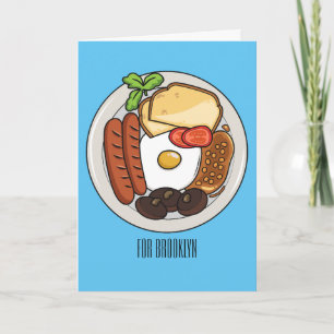 English breakfast cartoon illustration card