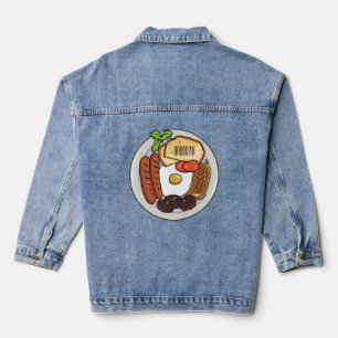 English breakfast cartoon illustration denim jacket