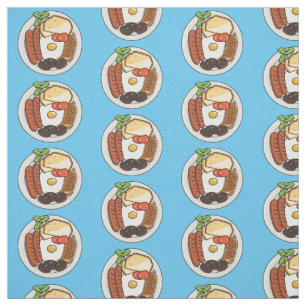 English breakfast cartoon illustration fabric