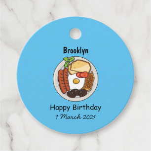 English breakfast cartoon illustration favour tags