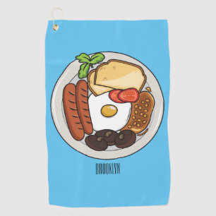English breakfast cartoon illustration golf towel