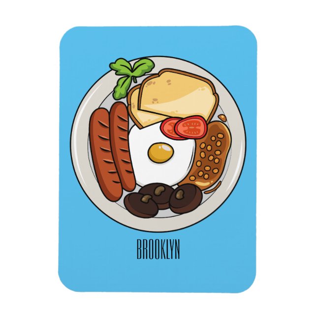 English breakfast cartoon illustration magnet (Vertical)