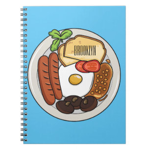 English breakfast cartoon illustration notebook