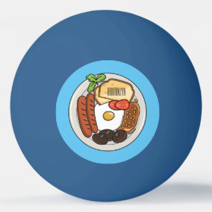 English breakfast cartoon illustration ping pong ball
