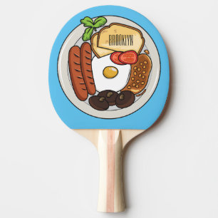 English breakfast cartoon illustration ping pong paddle