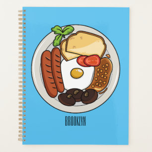 English breakfast cartoon illustration planner