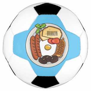 English breakfast cartoon illustration soccer ball