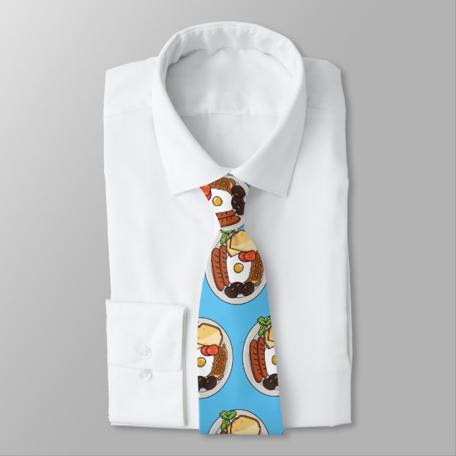 English breakfast cartoon illustration tie (Tied)