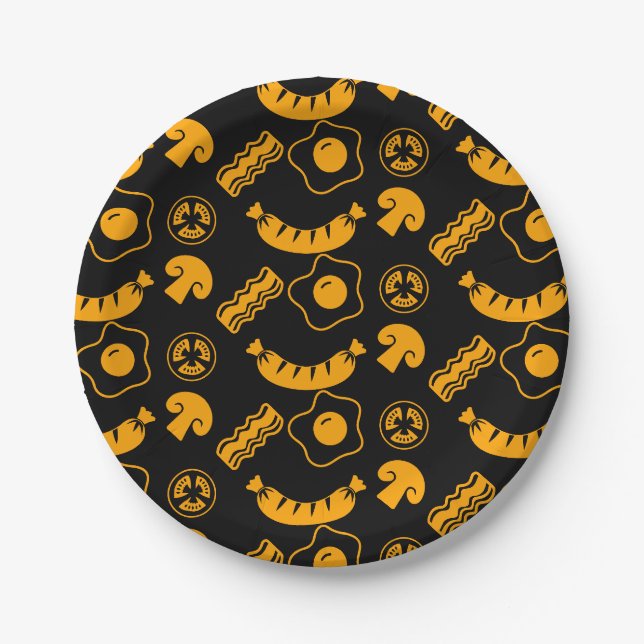 English Breakfast Pattern Paper Plate (Front)