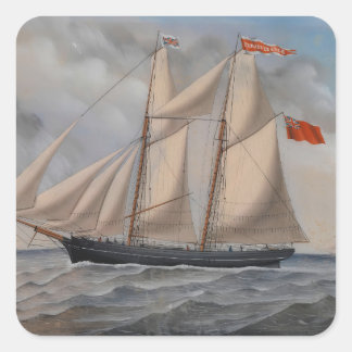 English brig 'Perseverance of Fowey Square Sticker