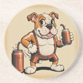 English Bull Dog with Soda Coaster