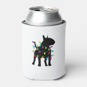 English Bull Terrier Dog Christmas Lights Can Cooler