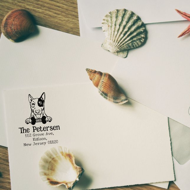 English Bull Terrier Dog  Return Address Rubber Stamp (Creator Uploaded)