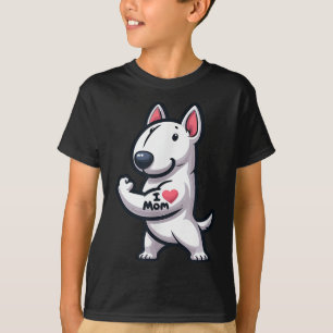 English Bull Terrier I Love Mum Funny Dog Tattoo T-Shirt