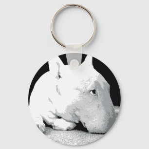 English Bull Terrier, Pop Art Print Key Ring